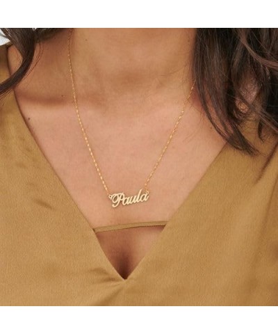 MYKA - Personalized Classic Name Necklace Pendant for Woman, Her - Nameplate Cursive Style in Sterling Silver 925, Gold & Ros...