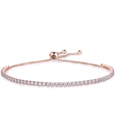 Authentic Swarovski Crystallized 925 Silver over Rose Gold Adjustable Dainty Tennis Bracelet $26.00 Bracelets