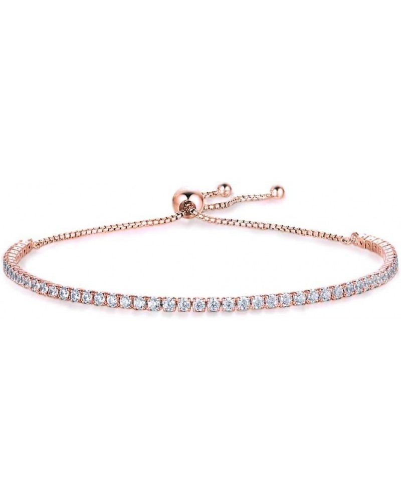 Authentic Swarovski Crystallized 925 Silver over Rose Gold Adjustable Dainty Tennis Bracelet $26.00 Bracelets