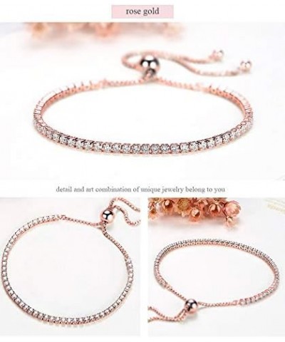 Authentic Swarovski Crystallized 925 Silver over Rose Gold Adjustable Dainty Tennis Bracelet $26.00 Bracelets