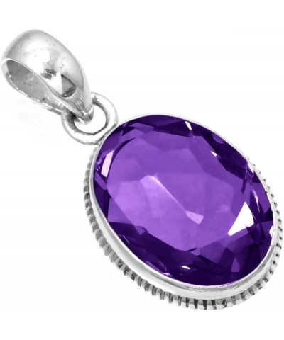 925 Sterling Silver Handmade Pendant for Women 12x16 Oval Gemstone Statement Jewelry for Gift (99542_P) Amethyst Quartz $20.2...