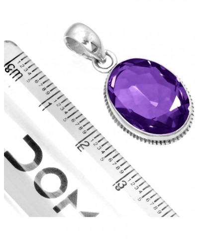 925 Sterling Silver Handmade Pendant for Women 12x16 Oval Gemstone Statement Jewelry for Gift (99542_P) Amethyst Quartz $20.2...