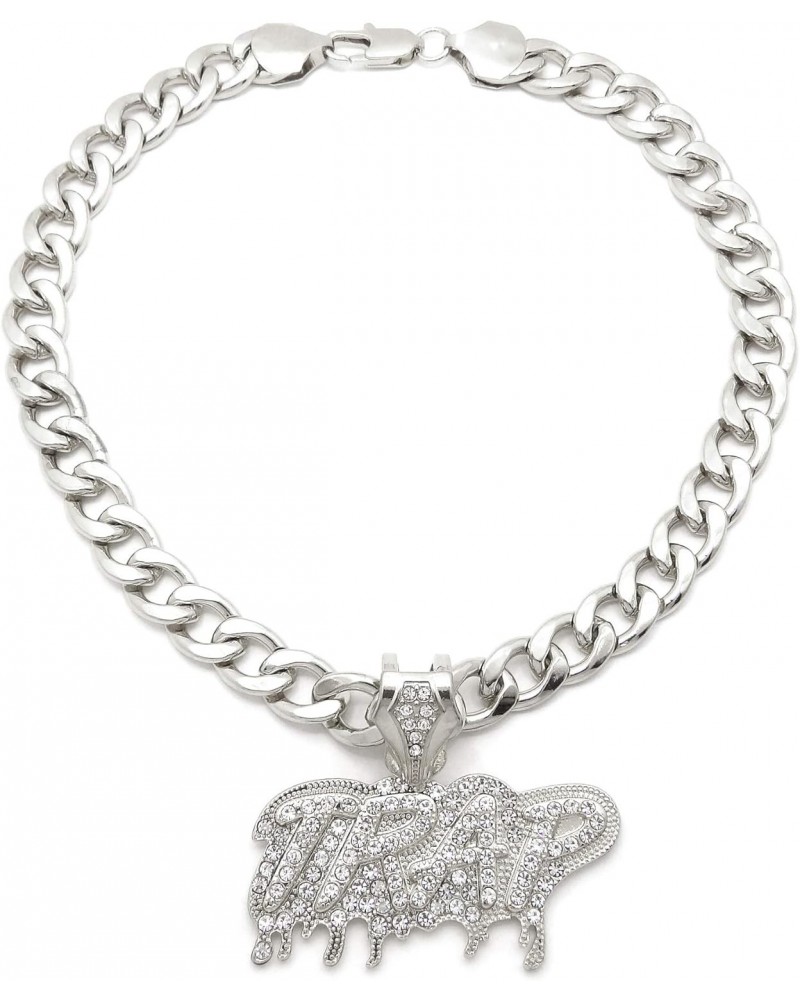 Iced Trap House Pendant 11mm/18 or 20" or 24" Cuban Chain Hip Hop Necklaces RC3691 (Silver 11mm/18) $19.77 Necklaces