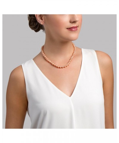 14K Gold 7-8mm AAA Quality Peach Freshwater Cultured Pearl Necklace for Women 18.0 Inches Yellow Gold $77.04 Necklaces