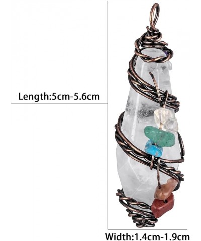 Natural Crystal Point Pendant Necklace for Women Men Polished Stone Wrapped Crystal Necklace White $17.39 Necklaces