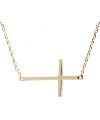 Goldtone 925 Silver Sideways Cross Necklace 16 inch - 17 inch [Jewelry] (Goldtone-silver) $17.80 Necklaces