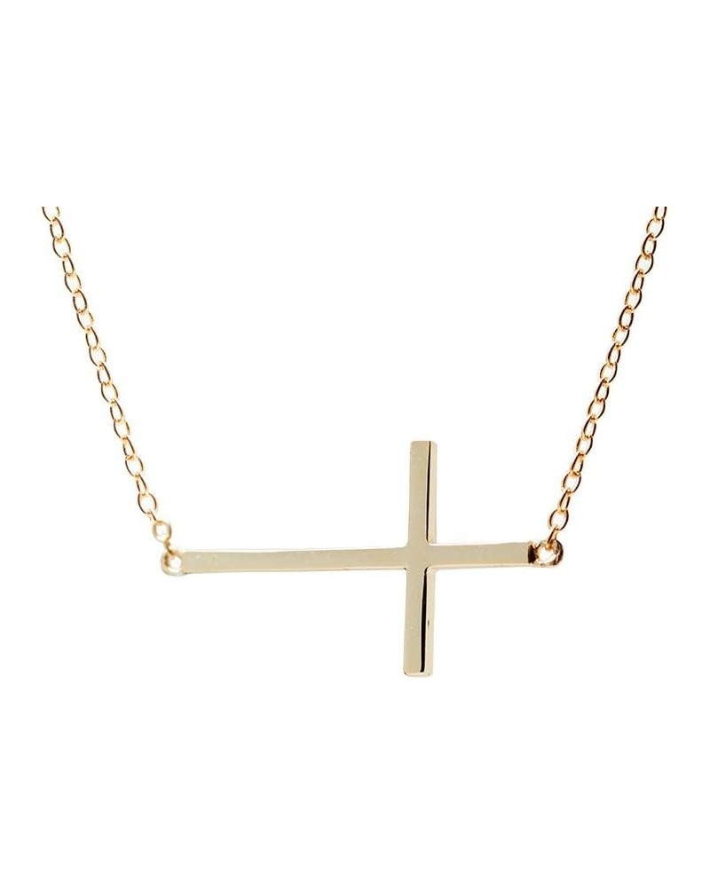 Goldtone 925 Silver Sideways Cross Necklace 16 inch - 17 inch [Jewelry] (Goldtone-silver) $17.80 Necklaces