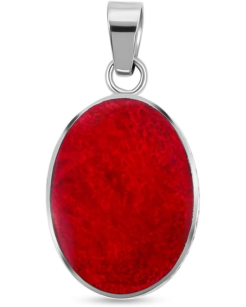 Shop LC Red Coral Pendant in 925 Sterling Silver - Handmade Bali Coral Pendant for Necklaces - Natural Coral Gemstone Pendant...