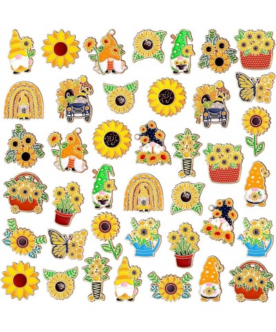 40 Pcs Bee Enamel Pins Bulk Bee Gnome Lapel Pins Sunflower Honeycomb Yellow Brooch Pins Cute Holiday Cartoon Backpack Pin for...