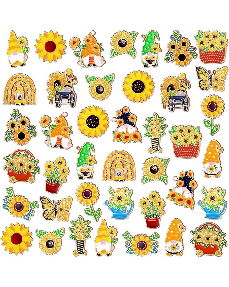 40 Pcs Bee Enamel Pins Bulk Bee Gnome Lapel Pins Sunflower Honeycomb Yellow Brooch Pins Cute Holiday Cartoon Backpack Pin for...