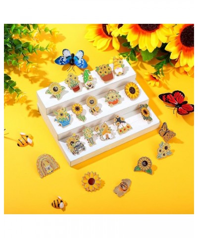 40 Pcs Bee Enamel Pins Bulk Bee Gnome Lapel Pins Sunflower Honeycomb Yellow Brooch Pins Cute Holiday Cartoon Backpack Pin for...