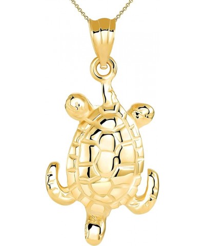 10k Gold Lucky Honu Sea Turtle Tortoise Longevity Charm Pendant necklace 18.0 Inches Yellow Gold $113.39 Necklaces