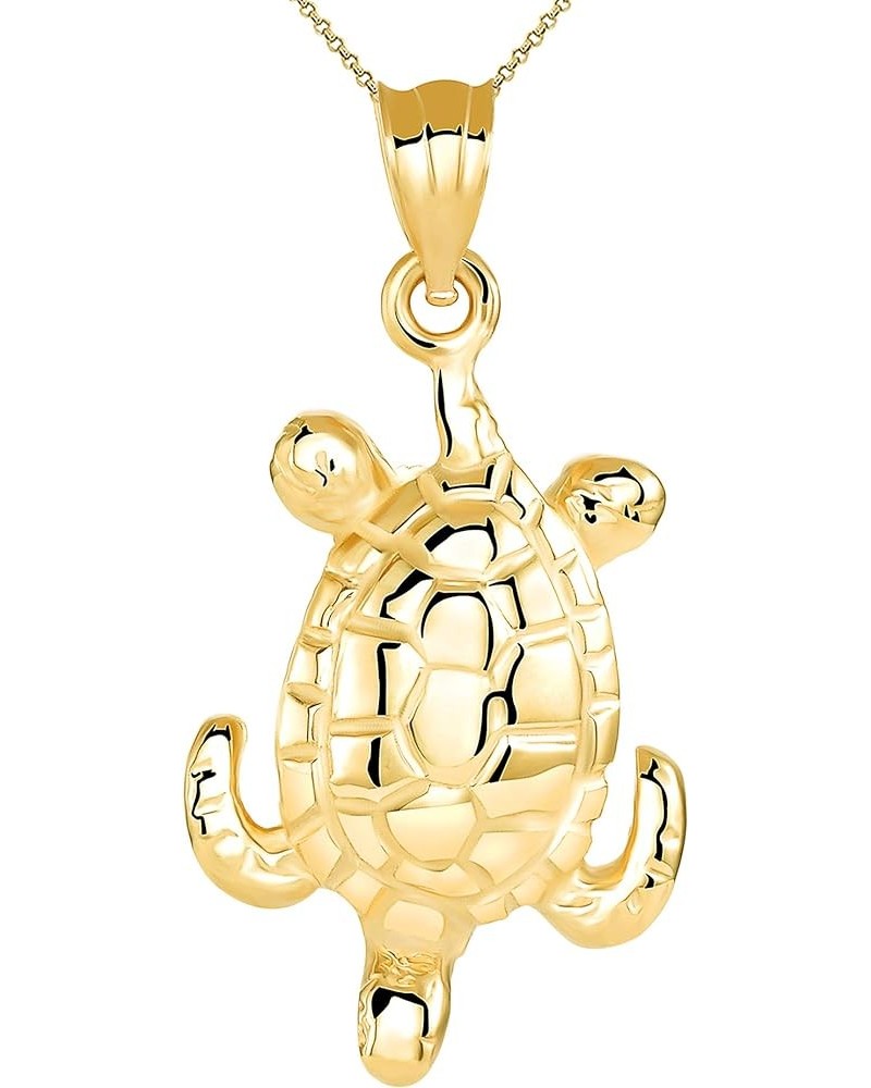 10k Gold Lucky Honu Sea Turtle Tortoise Longevity Charm Pendant necklace 18.0 Inches Yellow Gold $113.39 Necklaces