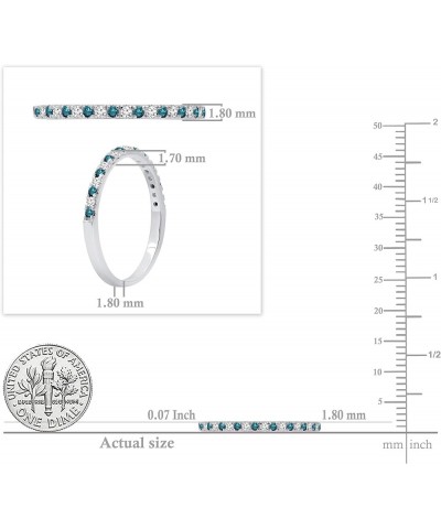 Round Alternate Gemstone & White Diamond Stackable Anniversary Band for Women in 925 Sterling Silver 8 Blue Diamond $45.79 Rings