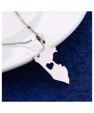 Stainless Steel Peru Map Pendant Necklaces Women Map of Peru Peruvian Jewelry silver $7.97 Necklaces