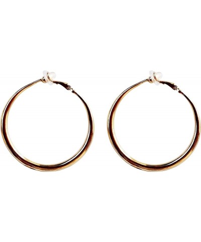 Clip On Hoop Earrings Silver for Wonen Chunky Thick Gold Non Pierced Hoop Earrings 39mm 49mm Teardrop 49mm Gold $13.74 Earrings