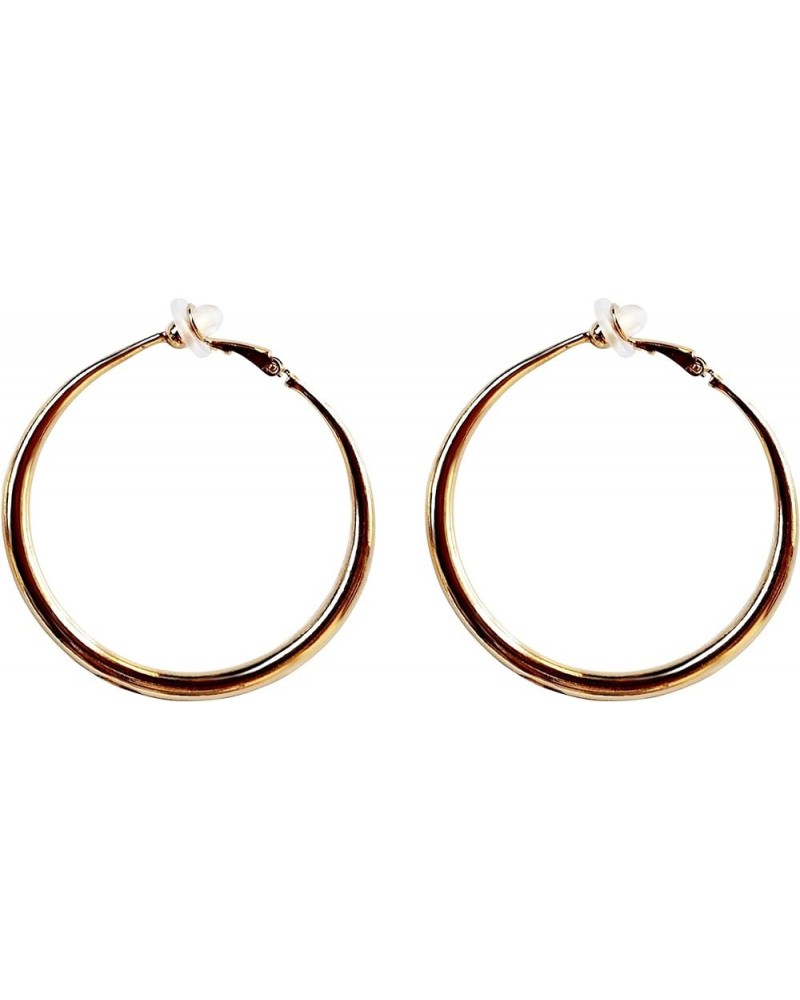 Clip On Hoop Earrings Silver for Wonen Chunky Thick Gold Non Pierced Hoop Earrings 39mm 49mm Teardrop 49mm Gold $13.74 Earrings