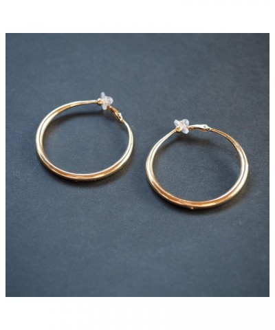 Clip On Hoop Earrings Silver for Wonen Chunky Thick Gold Non Pierced Hoop Earrings 39mm 49mm Teardrop 49mm Gold $13.74 Earrings