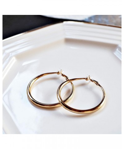 Clip On Hoop Earrings Silver for Wonen Chunky Thick Gold Non Pierced Hoop Earrings 39mm 49mm Teardrop 49mm Gold $13.74 Earrings