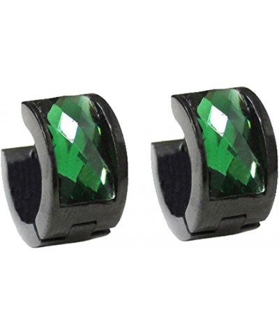 Jewelry Men's and Women's Muticolor Crystal Stainless Steel Studs Hoop Earrings Black Green $8.12 Earrings