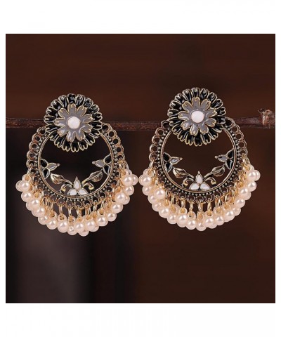 Floral Ethnic Boho Dangle Earrings Flower Vintage Drop Earrings for Women Chandelier Earrings(er006374) Black $6.48 Earrings