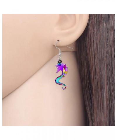 Acrylic Cute Ocean Seahorse Earrings Dangle Novelty Hippocampus Jewelry Earrings for Women Girls Trendy Gifts Purple 453 $6.7...