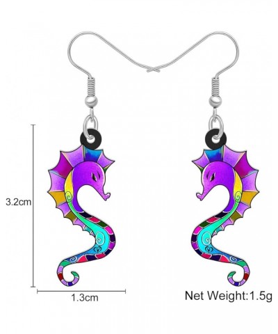 Acrylic Cute Ocean Seahorse Earrings Dangle Novelty Hippocampus Jewelry Earrings for Women Girls Trendy Gifts Purple 453 $6.7...