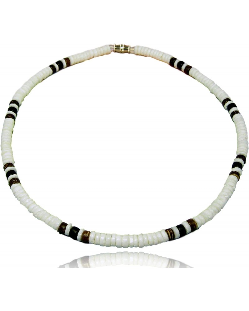 20" Mens and Womens Summer Beach Surfer Necklace, White Ark Shells and Coconut Beads From the Philippines $8.52 Necklaces