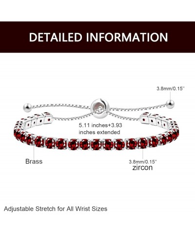 Fashion Adjustable Slider Bolo Clasp Tennis Bracelet for Girls Women Hypoallergenic White Gold Plated Cubic Zirconia Bracelet...