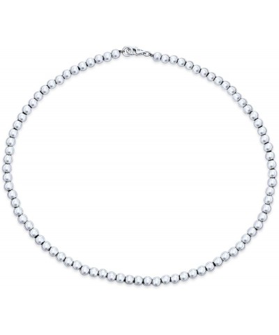 Traditional Dainty .925 Sterling Silver Petite 3,4,6MM Round Bead Station Ball Necklace For Women Teens Shinny Polished 16, 1...