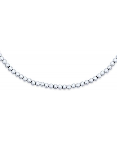 Traditional Dainty .925 Sterling Silver Petite 3,4,6MM Round Bead Station Ball Necklace For Women Teens Shinny Polished 16, 1...