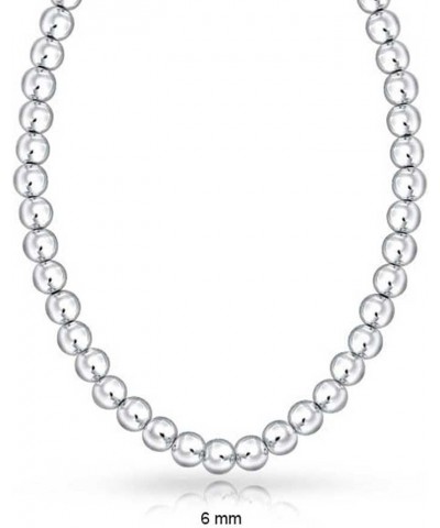 Traditional Dainty .925 Sterling Silver Petite 3,4,6MM Round Bead Station Ball Necklace For Women Teens Shinny Polished 16, 1...