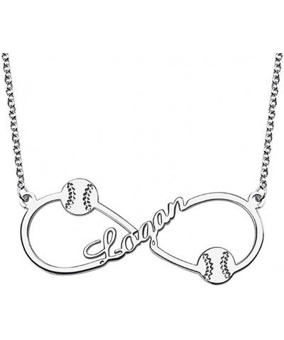 Baseball Necklace 925 Sterling Silver Personalized Infinity Pendant Sports Charms Baseball Jewelry Gift for Women Baseball Lo...