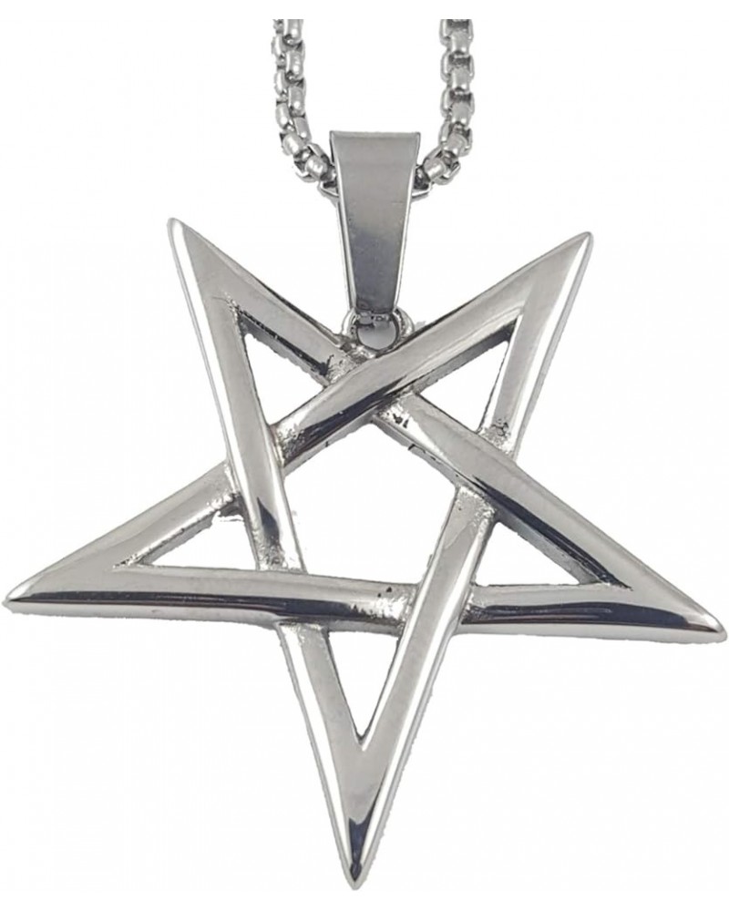 Inverted Pentagram Pentacle 316L Stainless Steel Silver $10.80 Necklaces