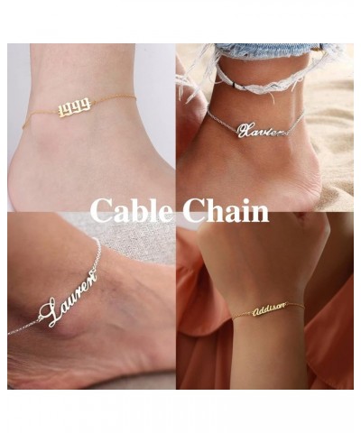 Personalized Ankle Bracelets for Women, Sterling Silver Women Beaded Name Anklets with Cuban Chain Link Custom Bracelets Summ...