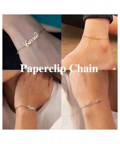 Personalized Ankle Bracelets for Women, Sterling Silver Women Beaded Name Anklets with Cuban Chain Link Custom Bracelets Summ...