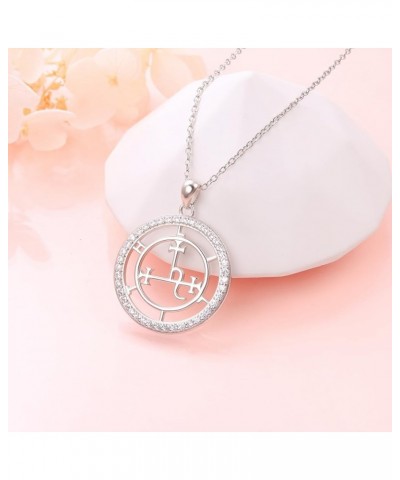 Sigil of Lilith Necklace S925 Sterling Silver Sigil of Lilith Pendant Necklace Gifts for Women Rolo Chain 18+2 inches Cubic Z...