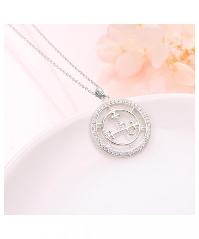 Sigil of Lilith Necklace S925 Sterling Silver Sigil of Lilith Pendant Necklace Gifts for Women Rolo Chain 18+2 inches Cubic Z...