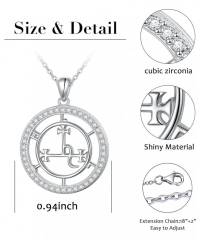 Sigil of Lilith Necklace S925 Sterling Silver Sigil of Lilith Pendant Necklace Gifts for Women Rolo Chain 18+2 inches Cubic Z...