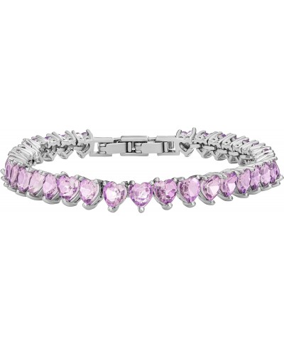 HVKI Women's Purple Heart Crystal 7 Inch Tennis Bracelet $6.62 Bracelets