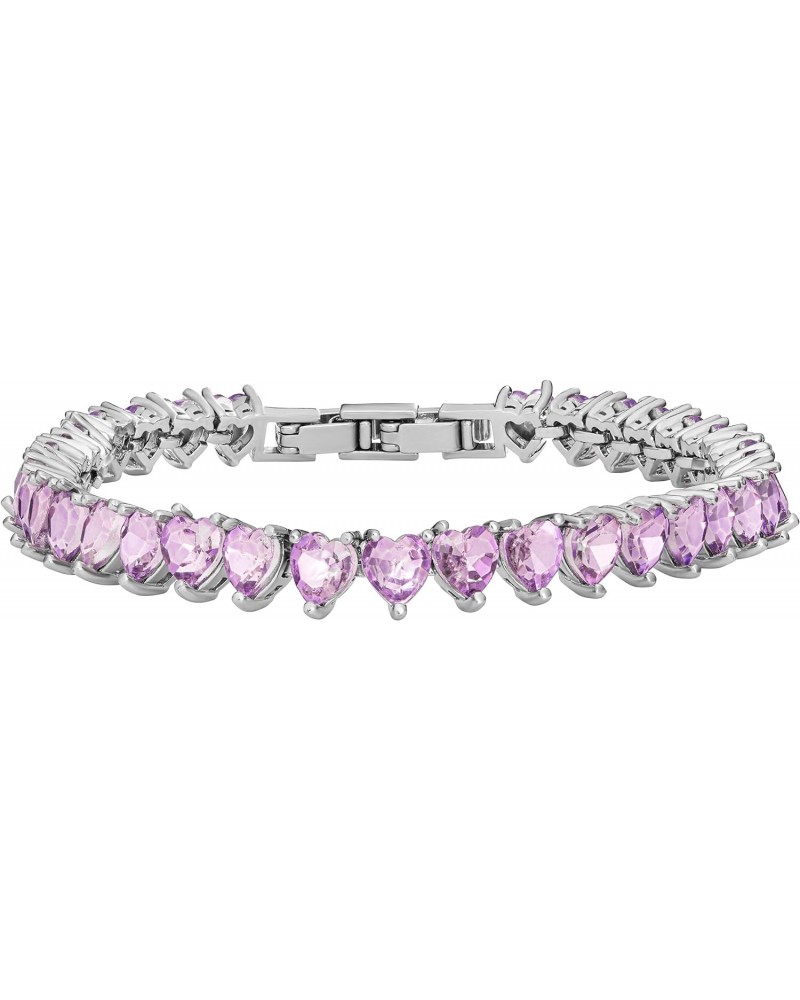 HVKI Women's Purple Heart Crystal 7 Inch Tennis Bracelet $6.62 Bracelets