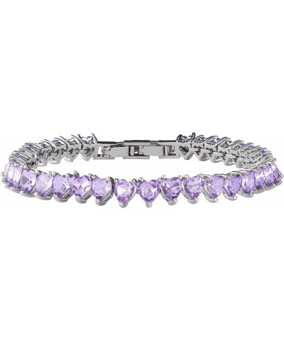 HVKI Women's Purple Heart Crystal 7 Inch Tennis Bracelet $6.62 Bracelets