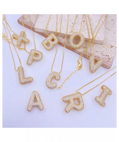 Bubble Letter Necklace Gold for Women, 14K Gold Plated Balloon Letter Necklace Chunky Bubble Initial Alphabet Pendant Chain N...