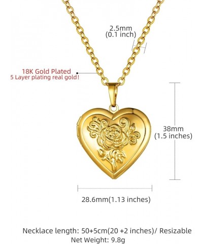 Heart Locket Necklace for Women, 18K Gold Plated/Platinum Plated/Rose Gold Flower/Tree of Life Memorial Photo Locket Necklace...