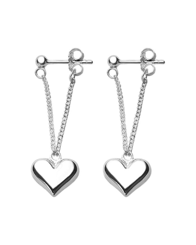 Silver Earrings Triangle Chain Drop Stud Earrings Women Butterfly Heart Star Crystal Dangle Earrings Studs Metal Chain Bead E...