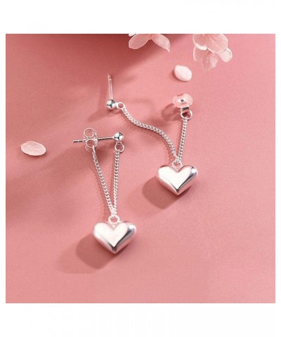 Silver Earrings Triangle Chain Drop Stud Earrings Women Butterfly Heart Star Crystal Dangle Earrings Studs Metal Chain Bead E...