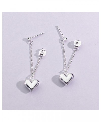 Silver Earrings Triangle Chain Drop Stud Earrings Women Butterfly Heart Star Crystal Dangle Earrings Studs Metal Chain Bead E...