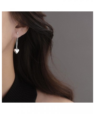 Silver Earrings Triangle Chain Drop Stud Earrings Women Butterfly Heart Star Crystal Dangle Earrings Studs Metal Chain Bead E...