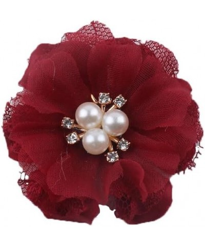 Flower Pearl Brooch Pins for Women, Fabric Rose Camellia Flowers Hairpin Headpieces, Brooch Lapel Pin Shawl Clips for Women P...