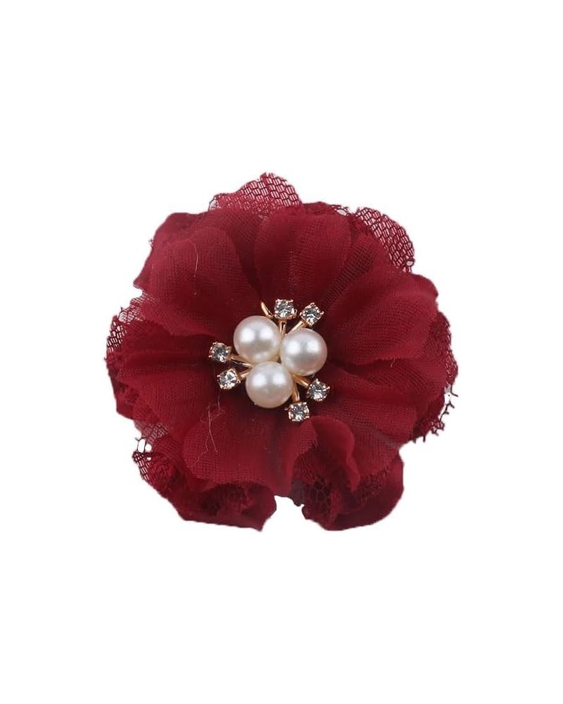 Flower Pearl Brooch Pins for Women, Fabric Rose Camellia Flowers Hairpin Headpieces, Brooch Lapel Pin Shawl Clips for Women P...